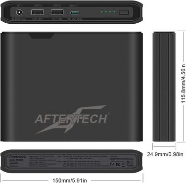 AFTERTECH Mini UPS Powerbank 12V 3000mAh: Джерело безперебійного живлення з USB-виходом, Li-Ion акумулятор
