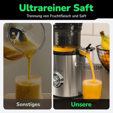 Електричний соковитискач Slow Juicer: для овочів та фруктів, 148 мм, 2 л, легкий у чищенні, з 2 чашками