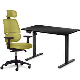 Комплект Mealux PowerDesk Lite Black + Leo Air Plus Green (арт. EVO-201 Lite B/B+Y 546 KZ)