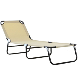 Outsunny Sun Lounger Садовий шезлонг з регульованою спинкою сталевий синій 188x56x28см ідеально підходить для садового балкона