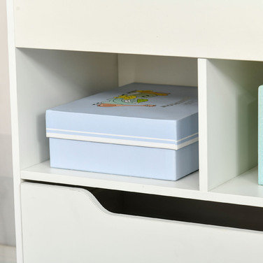 HOMCOM дитяча книжкова полиця, дитяча полиця з ящиком, 3 полицями та 2 відкритими полицями, полиця для зберігання в дитячій кімнаті, ігровій кімнаті, біла, 60 x 29,9 x 90 см | Aosom