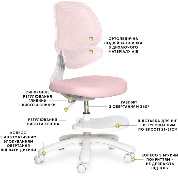 Дитяче крісло Evo-Kids Sirius Air Pink (арт.Y-605 KP)