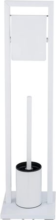 Набір для стоячого унітазу WENKO Mengara, тримач для щітки та тримач для туалетного рулону з кришкою з глянсової лакованої сталі, вкл. щітку для унітазу з пластиковою насадкою, (Ш х В х Г) 18,1 х 71,7 х 18,1 см, білого кольору