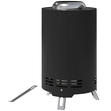 Вогнева чаша діаметром 16 см та висотою 25 см з нержавіючої сталі. Вогнева чаша з гачком для шампурів, без диму, чорного кольору.