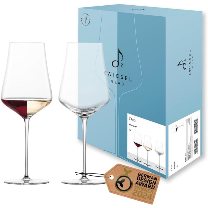 Набір келихів для вина Zwiesel Glas Allround Duo (2 шт.), Tritan-кристал, для червоного та білого вина, ручна та машинна робота, можна мити в посудомийній машині (Art.-Nr. 123472)