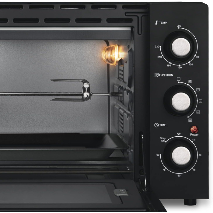 Міні-піч H.Koenig FO42, 42 л, 230°C, 5 режимів, таймер 90 хв, конвекція, гриль, з щипцями, крихтозбірник, поворотний насадка, 2000W