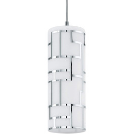 Настільна лампа EGLO Bayman, 1-лампова елегантна, приліжкова лампа зі сталі та скла з декором, лампа для вітальні в хромі, біла, лампа з вимикачем, розетка E27 (підвісний світильник 1-ламповий)
