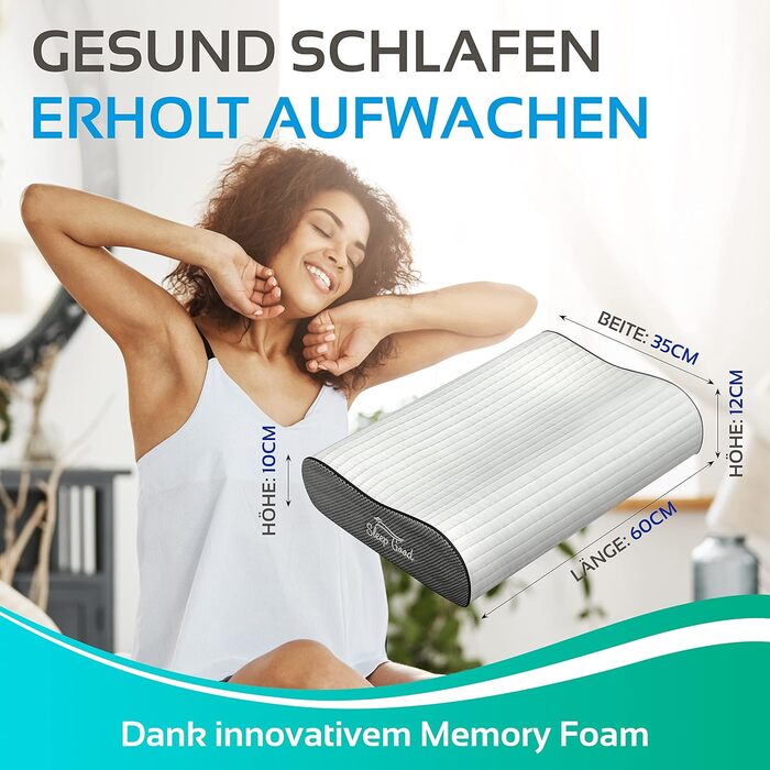 Ортопедична подушка для шиї Sleep Good з безкоштовним чохлом - проти болю в шиї - з піною з пам'яті, регульована висота - подушка для тих, хто спить на боці, сіра