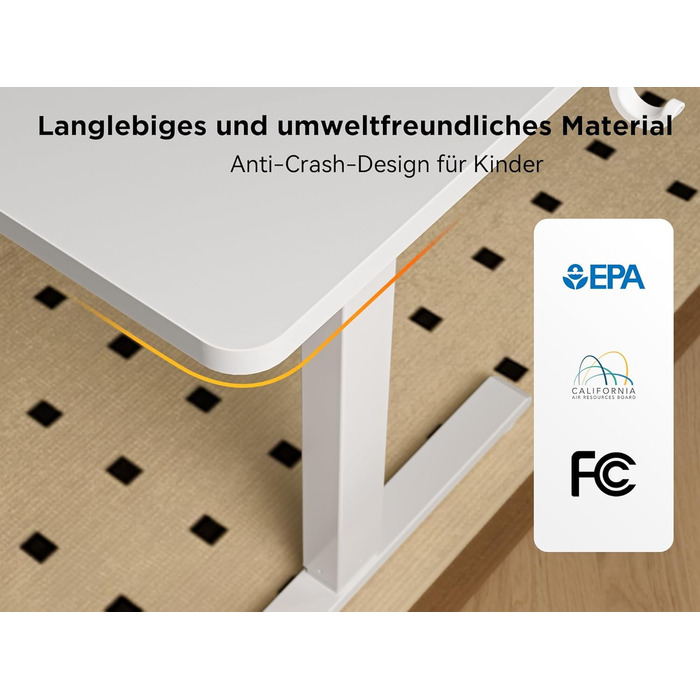 Електричний кутовий стіл L-подібної форми, 190 x 150 см. Регулювання висоти, стіл для офісу, ігровий стіл з керуванням кабелями, білий.