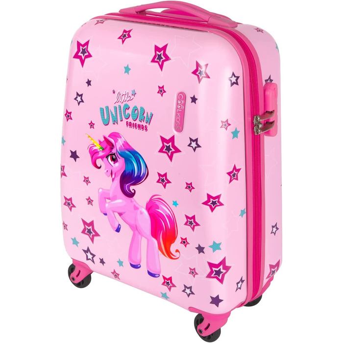 Дитяча валіза PERLETTI Unicorn Pink - Легкий 4-х колісний візок з кодовим замком 535x20 см