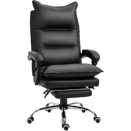 Крісло офісне Vinsetto, ергономічне, з підніжкою, регульоване по висоті, з підлокітниками, чорне, з штучної шкіри