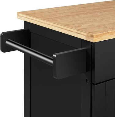 Кухонний візок Yaheetech, дерев'яна стільниця, візок 66 45,5 91,5 см, стиль кантрі (чорний)