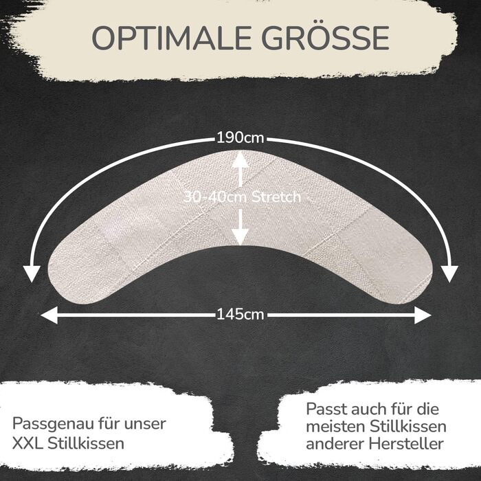 Подушка для годування Stillkissen XXL з органічної бавовни та наповнювачем з капоку | велика подушка для годування та пляшечки | вагітність, подушка для сну на боці | антиалергенна та тиха | 190x30 см, кремовий колір, перкал (М'ята, Перкал)