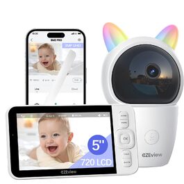 Відеоняня з камерою 2K HD Wi-Fi Babyphone з додатком, 360° огляд, 4x Zoom, нічний режим, датчик руху/плачу/звуку, термометр, чорний - 1 камера