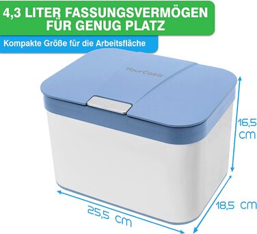 Відро для компосту YourCasa з нержавіючої сталі-4,3 л-для побутових органічних відходів на кухні - можна мити в посудомийній машині в приміщенні - без запаху і можна мити-органічне відро для сміття з кришкою кухонне відро для органічних відходів (синій )