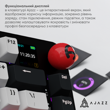 Бездротова механічна клавіатура Ajazz AK820 MAX Avocado Switch Black RGB (AK820MAX-AS-BG)
