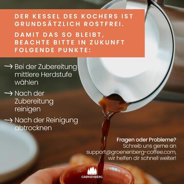 Еспресокавоварка Induktion Groenenberg 4-6 чашок | Нержавіюча сталь, замінна прокладка, редукторне сито 4 чашки (200 мл)