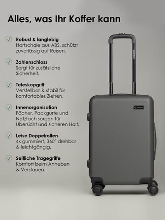 Набір валіз Smartbox Hartschalen 3-в-1 для жінок та чоловіків | Легкі та міцні валізи з ABS-пластику | 4 колеса та кодовий замок (Edition 05) (Антрацит, валіза S (55 см))