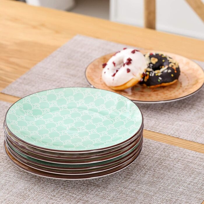 Тарілка десертна порцелянова, 12 шт. Тарілка для торта кольорова, Ø 21,5 см Тарілка для сніданку плоска (Тюльпан, десертна тарілка 12 шт.)