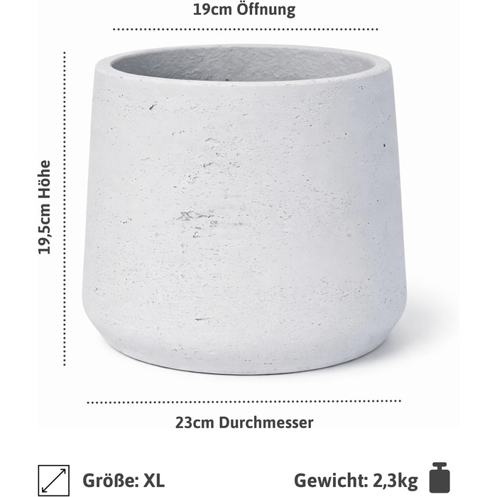 Вазон Patt Pflanzgefäß Grau L: бетонний вазон для дому та саду, XL (23x19x19.5 см)