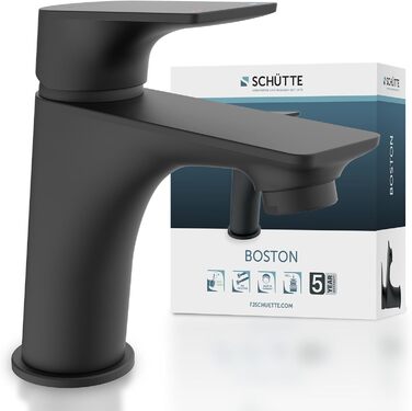 Змішувач для ванної кімнати Schütte Boston, однозахватний, чорний, з набором для зливу | Waschbeckenarmatur