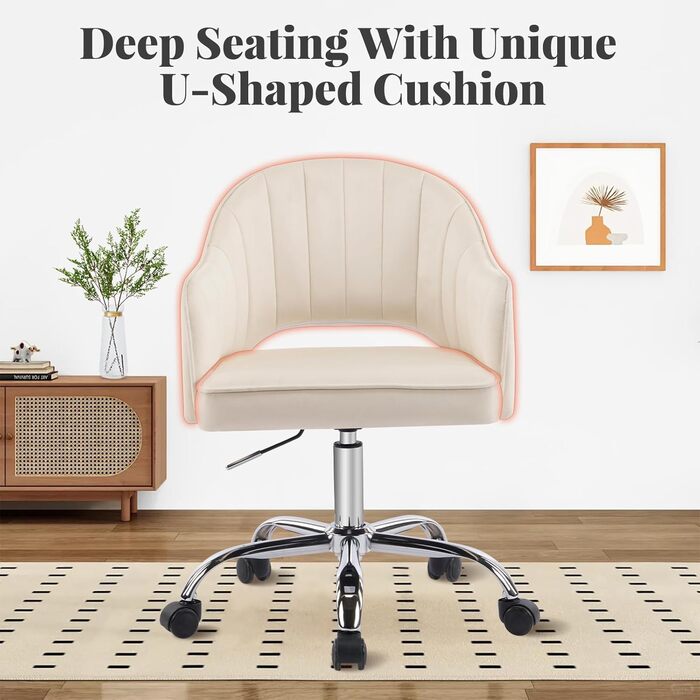 Крісло для офісу Fiximaster Homeoffice: регульоване, ергономічне, з велюру, до 113 кг, кремове