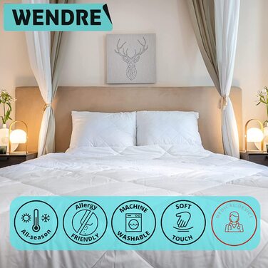 Пухова ковдра 135x200 см – середньої теплоти, мікрофібра, сертифікат Oeko-Tex, для алергіків, дихаюча, виготовлена в ЄС, пральна, ковдра 135x200