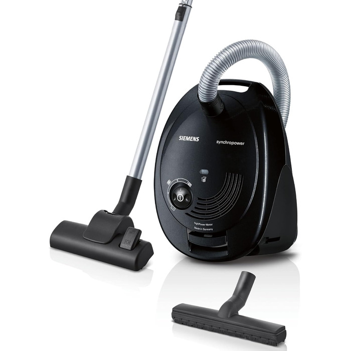 Пылесос Siemens Staubsauger synchropower VS06A212 с мешком: для паркета, коврів, плитки, з фільтром гігієни, чорний, 600 Вт