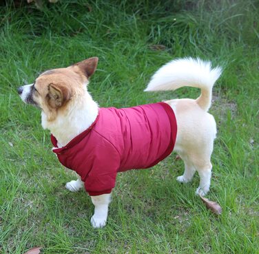 Пальто для собак JoyDaog на флісовій підкладці зі знімним капюшоном і задніми лапами, зимова тепла куртка для цуценят (червоного кольору), розмір м м Червоний