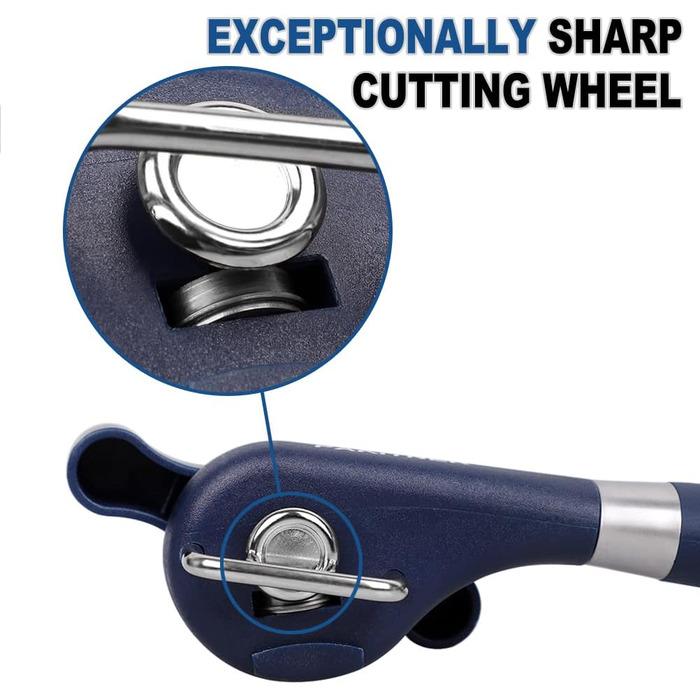 Безпечний відкривач консерв, ручний, з гладкими краями, боковий, ергономічний, для кухні та ресторану, колір морської хвилі