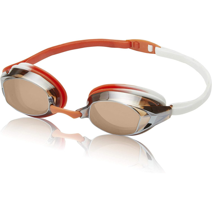 Дзеркальні окуляри Speedo Vanquisher EV, панорамні, антивідблискові, проти запотівання, із захистом від ультрафіолету (дзеркальний білий, помаранчевий/димчастий/сірий)