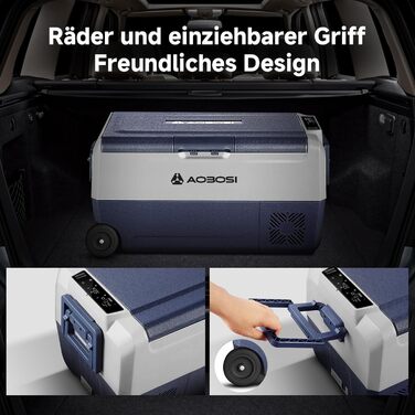 Автомобільний компресорний холодильник AAOBOSI 50л з Wi-Fi, 12/24V та 220V, -20°C для авто, кемпінгу, подорожей, двозонний, з регулюванням температури