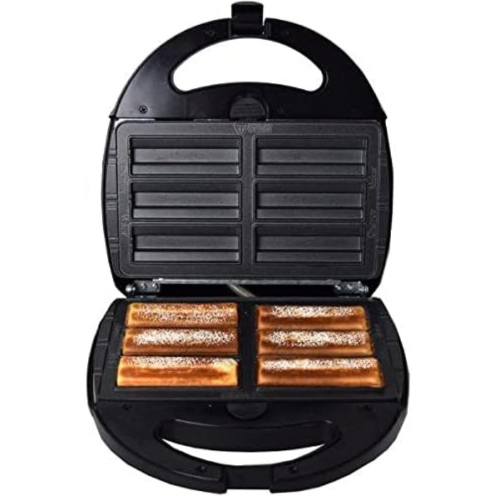 Вафельниця, тостер для сендвічів і паніні - зі змінними пластинами з антипригарним покриттям, 1300W-Churros Maker