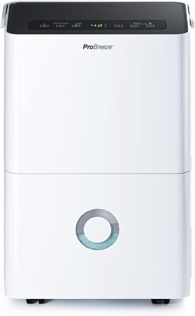 Осушувач повітря Pro Breeze 30 л за 24 години - Електричний осушувач повітря з Wi-Fi і додатком - Датчик вологості, резервуар для води 4 л, таймер, зливний шланг - Проти вологи, цвілі