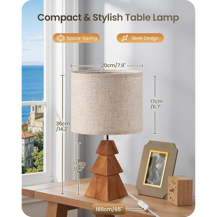 Дерев'яна настільна лампа GOEBLESON для спальні, вітальні, готелю. Сучасний дизайн, тепле світло 2700K, E27, подарунок. Модель ZME07TLD05N1 (у вигляді дерева)