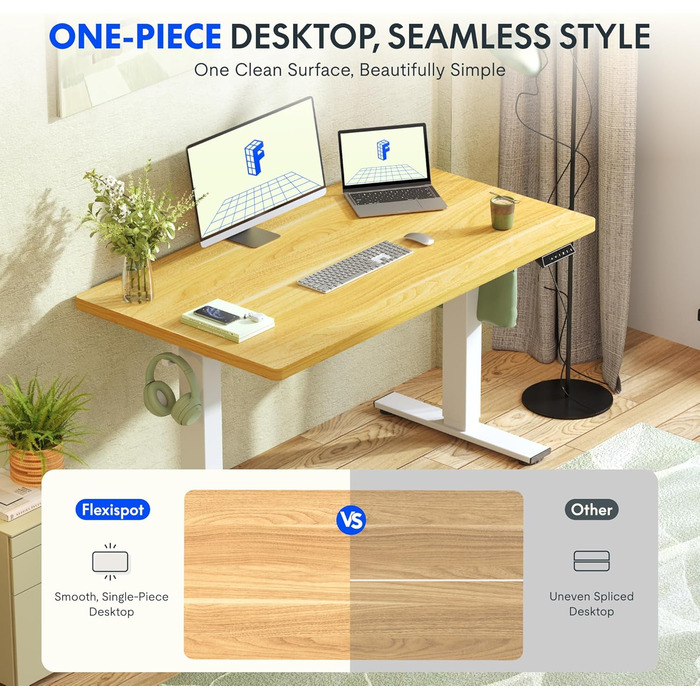 Регульований стіл FLEXISPOT 160x80 см з LED-дисплеєм та пам'яттю (Акорн, Білий)