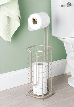 Тримач для туалетного паперу mDesign без свердління-окремий тримач для рулону туалетного паперу для ванної кімнати-елегантний тримач для рулону паперу на 4 рулони-темно-сірий (атласний)
