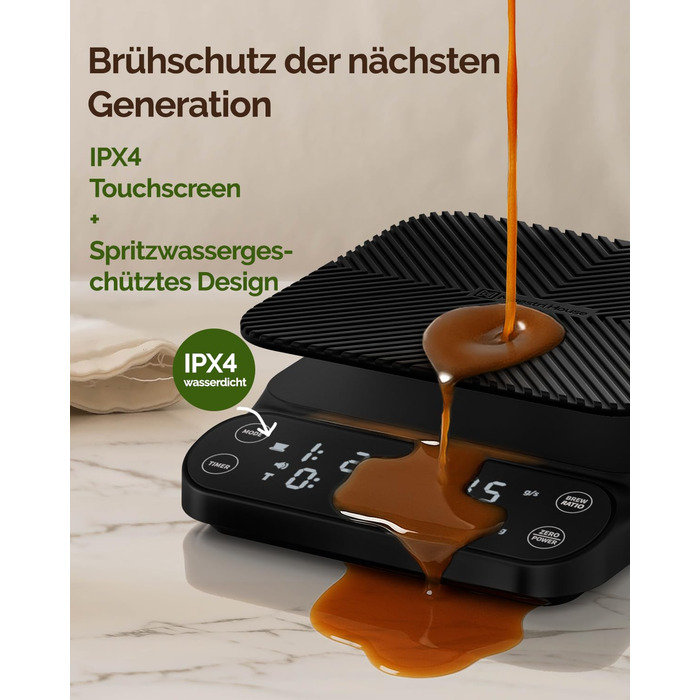 Ваги для кави Maestri House S3 з таймером, 3 кг/0,1 г, перезаряджувані, цифрові, для еспресо, з 3 режимами заварювання, регульованими співвідношеннями та індикатором потоку, для Pour Over, French Press – чорні