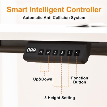 Електричний кутовий стіл BEXEVUE 160x140 см з регулюванням висоти, 3 пам'яті, антиколізійна система, для дому та офісу