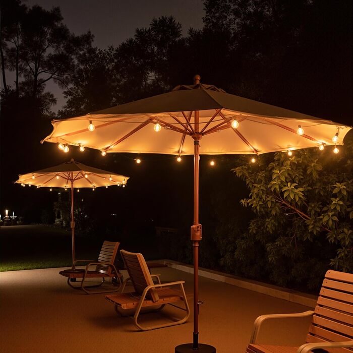 Світлодіодна гірлянда сонячна на 10 метрів, 16+1 лампочки G40, димування, 3 режими, пульт дистанційного керування, вологостійка, тепле біле світло, для саду, балкона, декору вечірок