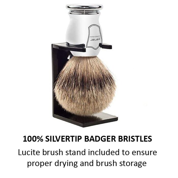 Щітка для гоління Parker Safe Razor 100 Silvertip Badger Bristle (хромована ручка) і безкоштовна щітка для гоління Підставка для гоління