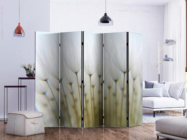 Роздільник кімнати Murando з квітами, 225x172 см, 5 частин, дерев'яний, білий/бежевий, для дому, декоративний