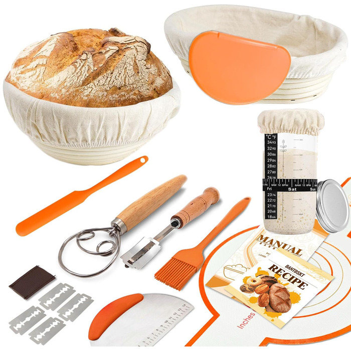 Набір для розпирання хліба (10 шт.), 23 см, для закваски, з лопаткою та лімі, аксесуари для випічки, для початківців