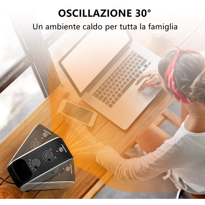 Обігрівач керамічний Midea Nty15-19Cae, 1500W, портативний, з термостатом, білий/чорний