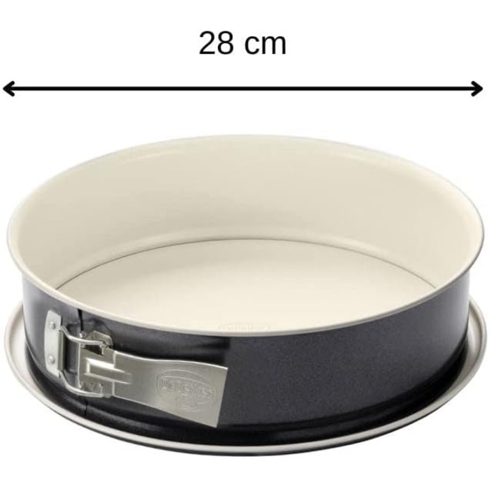 Деко для випікання Ø 28 см BACK-TREND, форма для випічки з плоским дном, кругла сталева форма для випічки з антипригарним керамічним армованим покриттям (колір крем/антрацит), кількість (комплект з пружинною формою Ø 26 см)