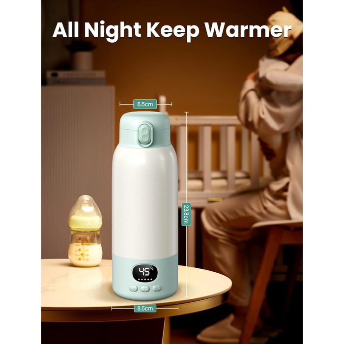Підігрівач для пляшечок Baby, мобільний, портативний, з акумулятором 10400mAh, контроль температури, для подорожей та нічного годування