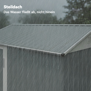 Металевий сарай Metall Gerätehaus 3,5 м², високий закривається на замок, з вентиляційним дахом, отворами для рукавичок, розміром 209 x 177 x 236 см