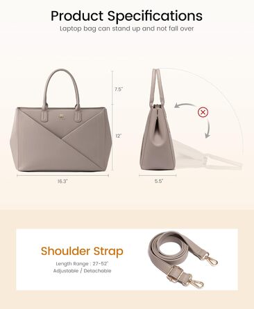 LOVEVOOK Сумка для ноутбука 15.6 дюймів, жіноча, велика, з натуральної шкіри, на плечі, для роботи, навчання, офісу, універсальна, сумка-шоппер, тоут, для жінок