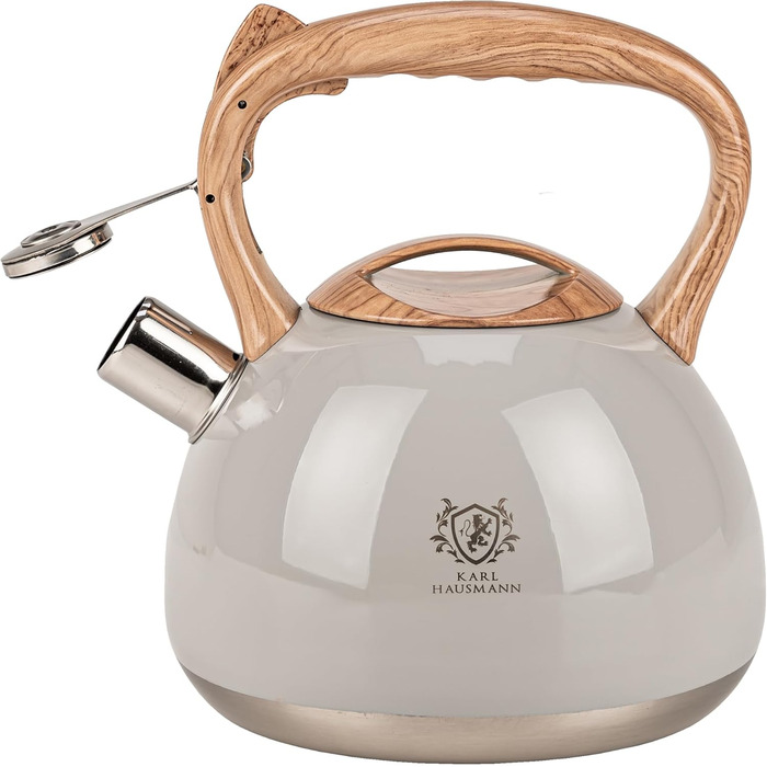 Електричний чайник Karl Hausmann 3L з автоматичним свистком - нержавіюча сталь для індукційних, газових та електричних плит
