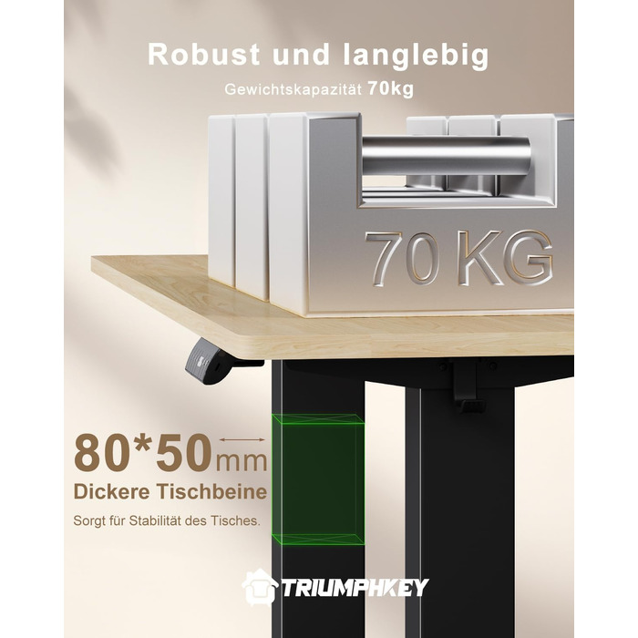 Регульований стіл висотою 200x80 см з USB-портом, 3 режими пам'яті, антиколізійна система, комп'ютерний стіл, горіх+чорний